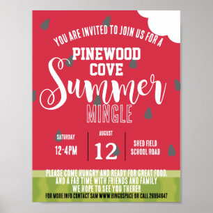 スイカの夏の混ぜパーティー ポスター