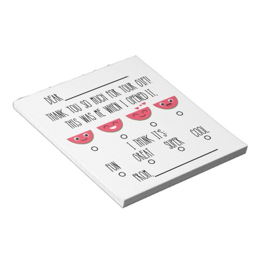 スイカの子供たちに感謝のメモ帳 ノートパッド (アングル)