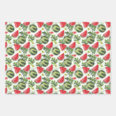 スイカの実、スイカのスライスと離れ ラッピングペーパーシート (正面)