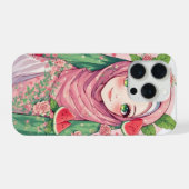 スイカの少女 ‐ フラワーiPhone 15ケース iPhoneケース (裏面横)