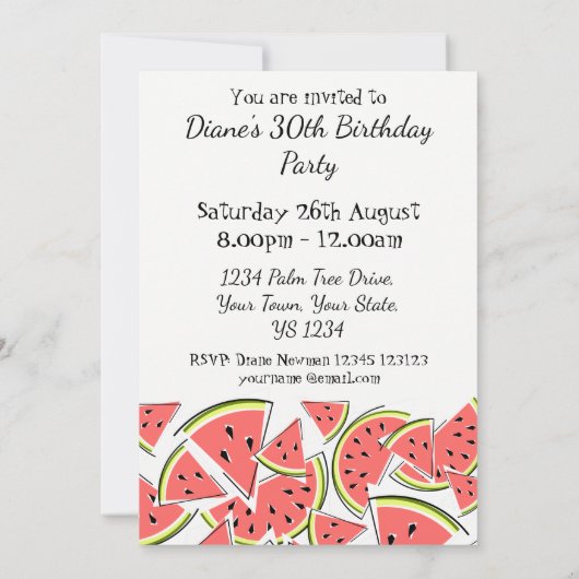 スイカの招待状 縦 招待状 (裏面)