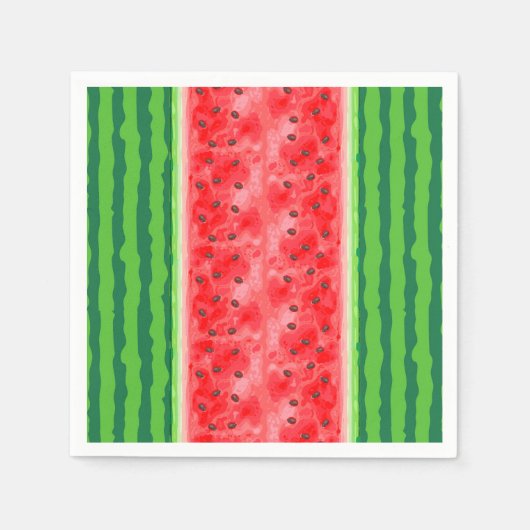 スイカの新鮮な夏の果物 スタンダードカクテルナプキン (正面)