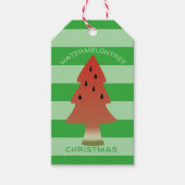 スイカの木のクリスマス7月の緑のストライプ ギフトタグ (正面)