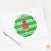 スイカの木のクリスマス7月の緑のストライプ ラウンドシール (封筒)