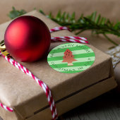 スイカの木のクリスマス7月の緑のストライプ ラウンドシール