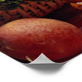 スイカの果実の切り身を花で切る ポスター (角)