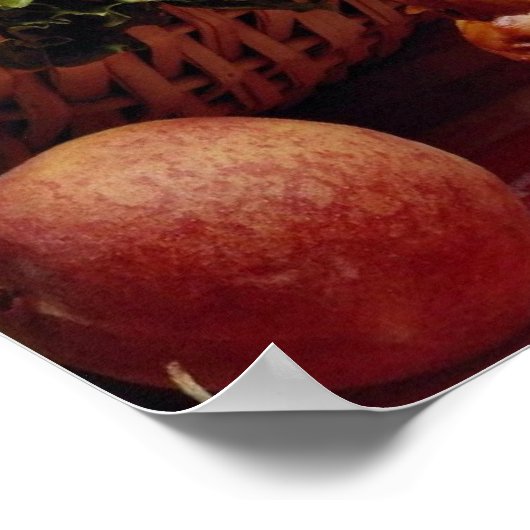 スイカの果実の切り身を花で切る ポスター (角)