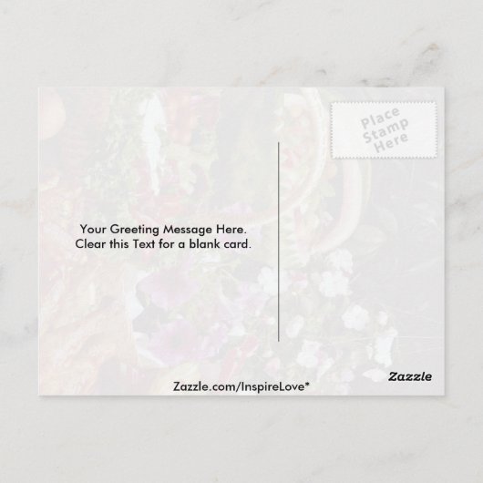 スイカの果実の切り身を花で切る ポストカード (裏面)