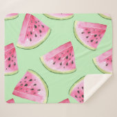 スイカの水の色、シームレスな夏のパターン。 シェルパブランケット (正面(横))