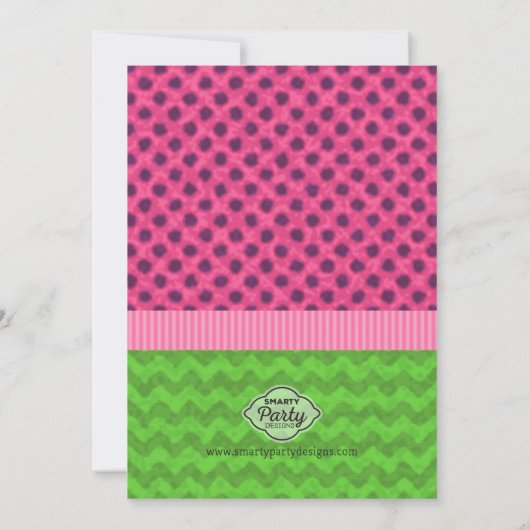 スイカの水彩画のピンクの誕生日の招待状 招待状 (裏面)