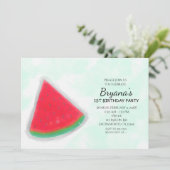 スイカの水彩画の誕生日パーティー招待状 招待状 (スタンド正面)