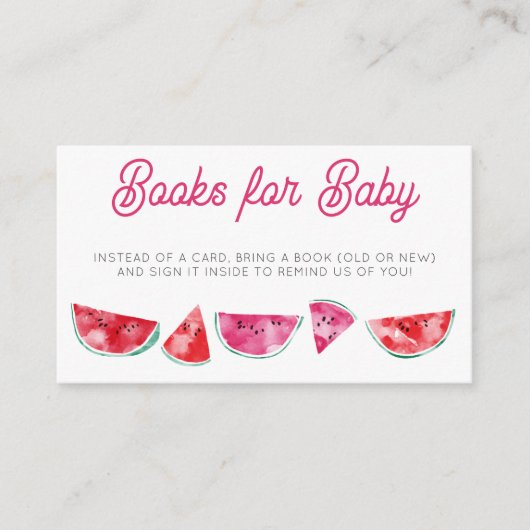 スイカの水彩赤ちゃんシャワーブックリクエスト エンクロージャーカード (正面)