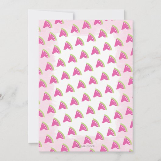 スイカの水彩1つ1つ目の誕生日ピンク 招待状 (裏面)