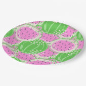 スイカの水疱 – 夏の背景のスライス ペーパープレート (アングル)