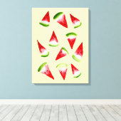 スイカの水色かわいいフルーツ キャンバスプリント (インサイチュ (ウッドフロア))