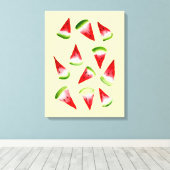 スイカの水色かわいいフルーツ キャンバスプリント (インサイチュ (ウッドフロア))