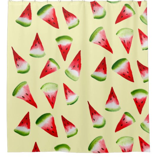 スイカの水色かわいいフルーツ シャワーカーテン (正面)
