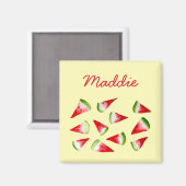 スイカの水色かわいいフルーツ マグネット (正面/裏面)