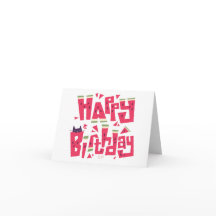 スイカの猫の誕生日カード
