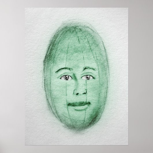 スイカの男のポスタ風変わりー – フルーツウォールアートプリント ポスター (正面)