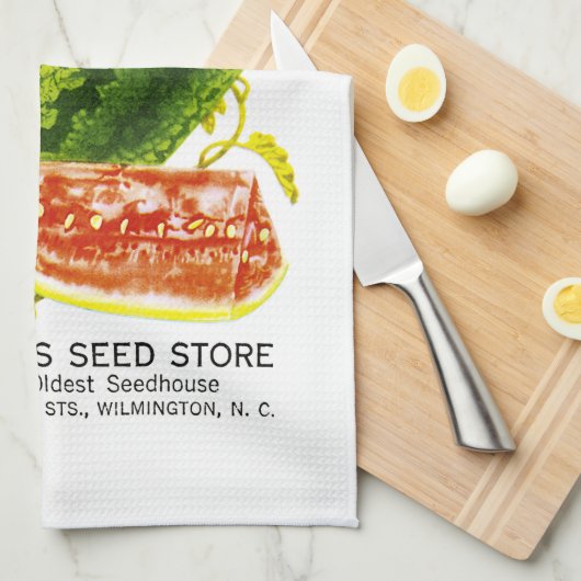 スイカの種の包みのラベル キッチンタオル (四つ折り)