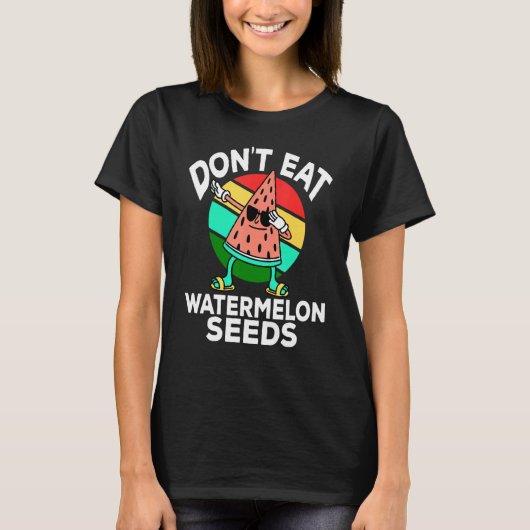 スイカの種を食べないで 夏の妊娠 Tシャツ (正面)
