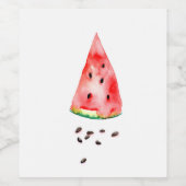 スイカの絵画水色。こんにちは夏！ ワインラベル (シングルラベル)