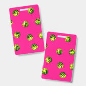 スイカの背景 ピンク バッジ (正面＆裏面)