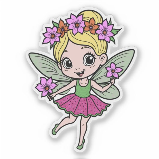 スイカの花の妖精ステッカー シール (正面)