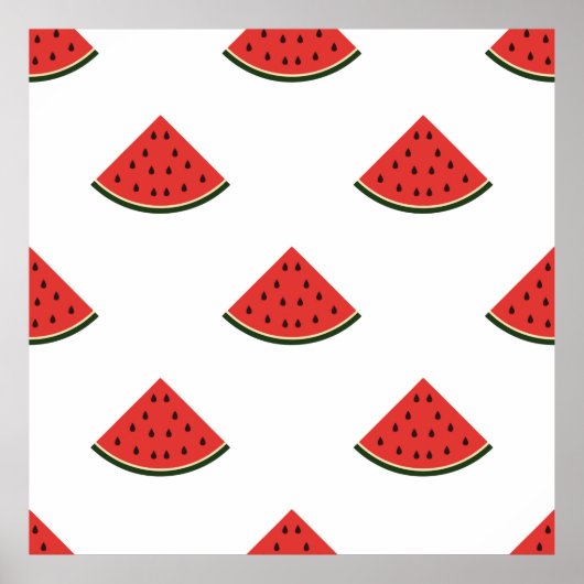 スイカの薄切りを輪際に描いたヴィンテージ模様 ポスター (正面)