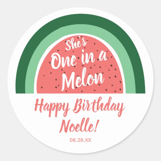 スイカの虹、彼女はメロンの一つ、誕生日 ラウンドシール (正面)