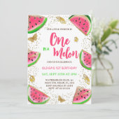 スイカの蝶の女の子1歳の誕生日 招待状 (スタンド正面)