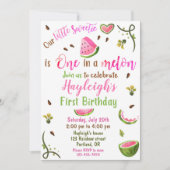 スイカの誕生日の招待メロンの女の子の1人 招待状 (正面)