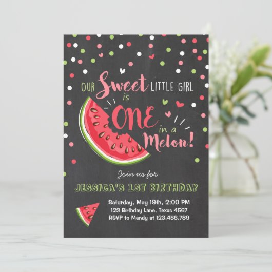 スイカの誕生日の招待状のメロンの夏のパーティー 招待状 (スタンド正面)