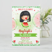 スイカの誕生日の招待状1日のメロンで1つ 招待状 (スタンド正面)