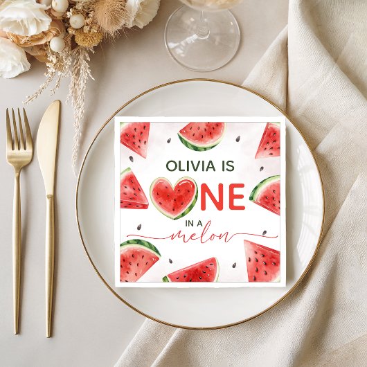 スイカの誕生日ナプキン One in a Melon スタンダードカクテルナプキン