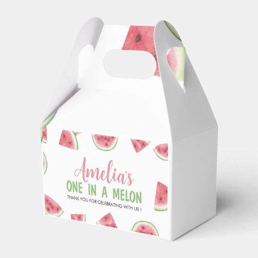 スイカの誕生日会のお願い箱にスイカ1個 フェイバーボックス (裏面サイド)