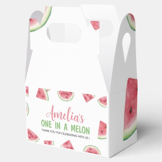スイカの誕生日会のお願い箱にスイカ1個 フェイバーボックス (オープン)