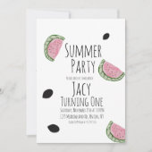 スイカの誕生日 水彩 夏の種 招待状 (正面)