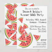 スイカの誘パターン(の模様が)あるい返し 招待状 (正面/裏面)