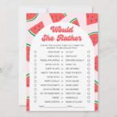 スイカの赤ちゃんシャワー彼女はむしろゲームカード 招待状 (正面)