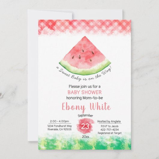 スイカの赤ちゃん歓迎会の招待状 招待状 (正面)