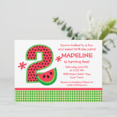 スイカの2歳誕生日ギンガム 招待状 (スタンド正面)