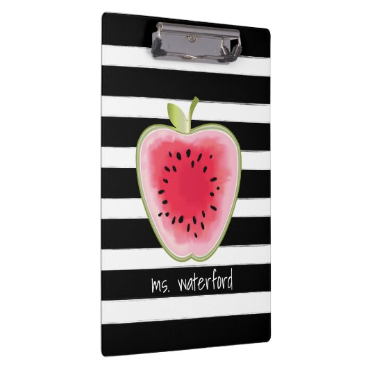 スイカのAppleのストライプのパーソナライズな先生 クリップボード (右)