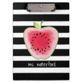 スイカのAppleのストライプのパーソナライズな先生 クリップボード (正面)