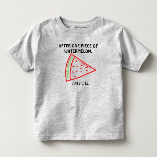 スイカひと切れでお腹いっぱい グレー トドラーTシャツ (正面)