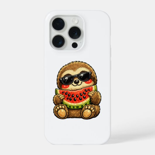 スイカを持つかわいいナマケモノ iPhoneケース (裏面)
