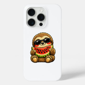 スイカを持つキュートなナマケモノ iPhone 15 PROケース