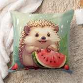 スイカを楽しむハリネズミ クッション (ブランケット)