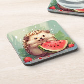 スイカを楽しむハリネズミ コースター (左側)